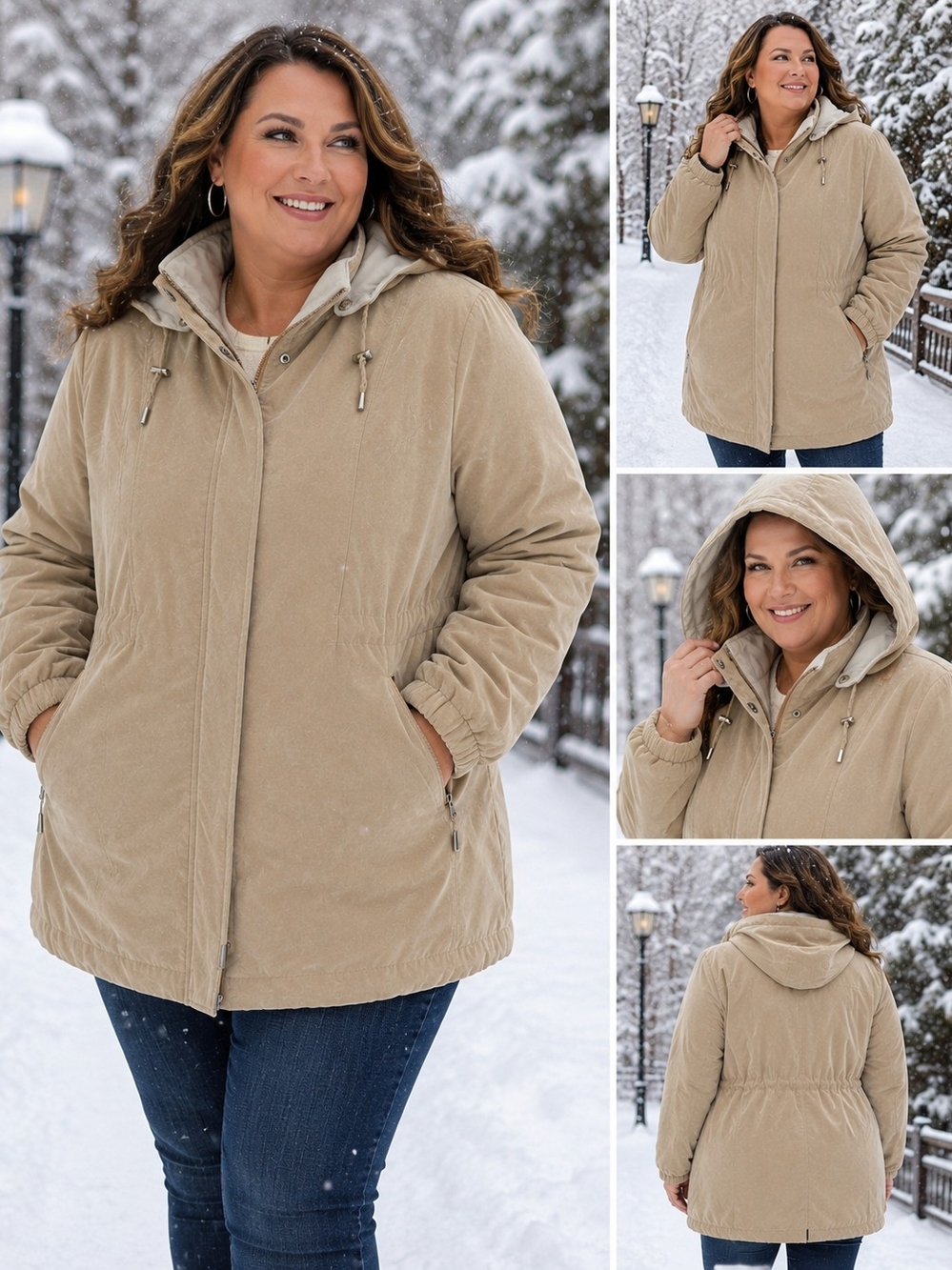London Fog Women’s Hooded Tan Jacket Coat Size L